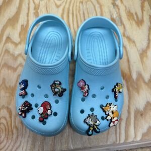 Crocs‎ Blue Clogs Men's 4 Women's 6 Sonic Pins Gamer Shoes Classic Slip-On
